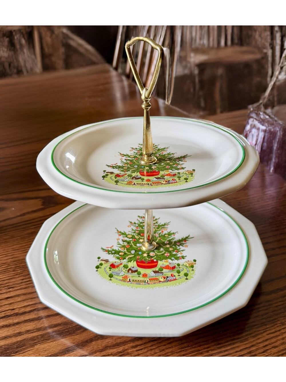 Vintage Pfaltzgraff Christmas Heritage‎ 2-Tier Cookie & Dessert Tray Server